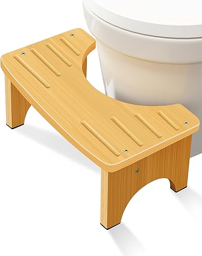 Taburete de inodoro en bambú para sentadillas para adultos, de 6.5 pulgadas, orinal plegable para el baño, taburete de orinal con doble