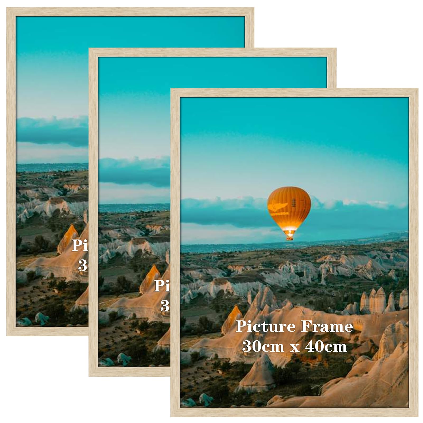3 Cadres Photos 30 x 40 bois naturel pour décoration murale