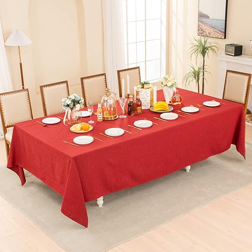 Miniatura 5 de BALCONY & FALCON Mantel rectangular lavable, resistente a las arrugas y al agua, mantel decorativo de tela de lino para comedor, fiestas, cocina,