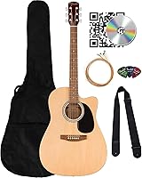 Vista 17 de Fender FA-125CE Dreadnought Cutaway Guitarra Acústica-Eléctrica Negra - Paquete con Funda, Correa, Cuerdas, Púas y DVD Instructivo de Austin Bazaar