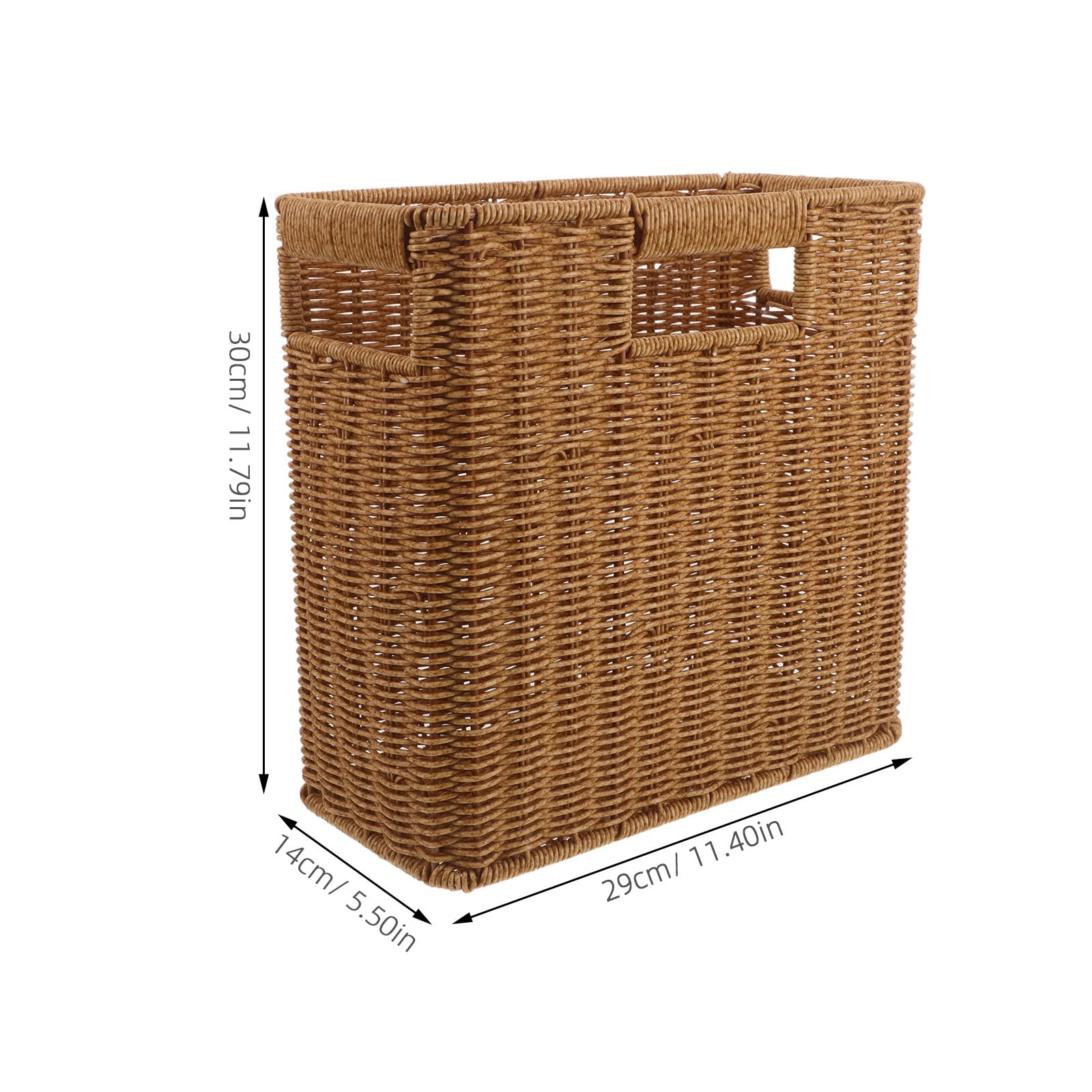 Cesta de almacenamiento multiusos: cestas portátiles de mimbre marrón oscuro con asas para encimeras de cocina y baño, organizador de revistas.