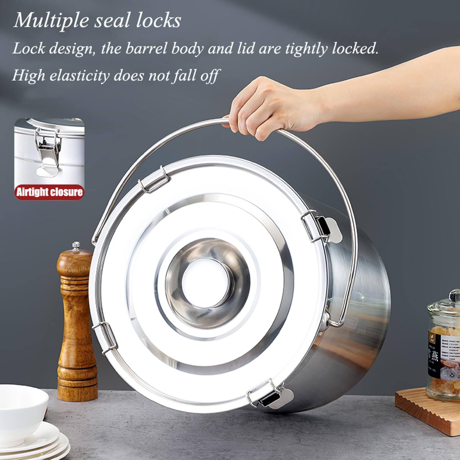 Pentola per Zuppa con Coperchio con Rubinetto Pentola, Pentola per Zuppa in Acciaio Inossidabile con Fondo Composito Secchio per Vino, Lattina per Addensare Il Latte,20L