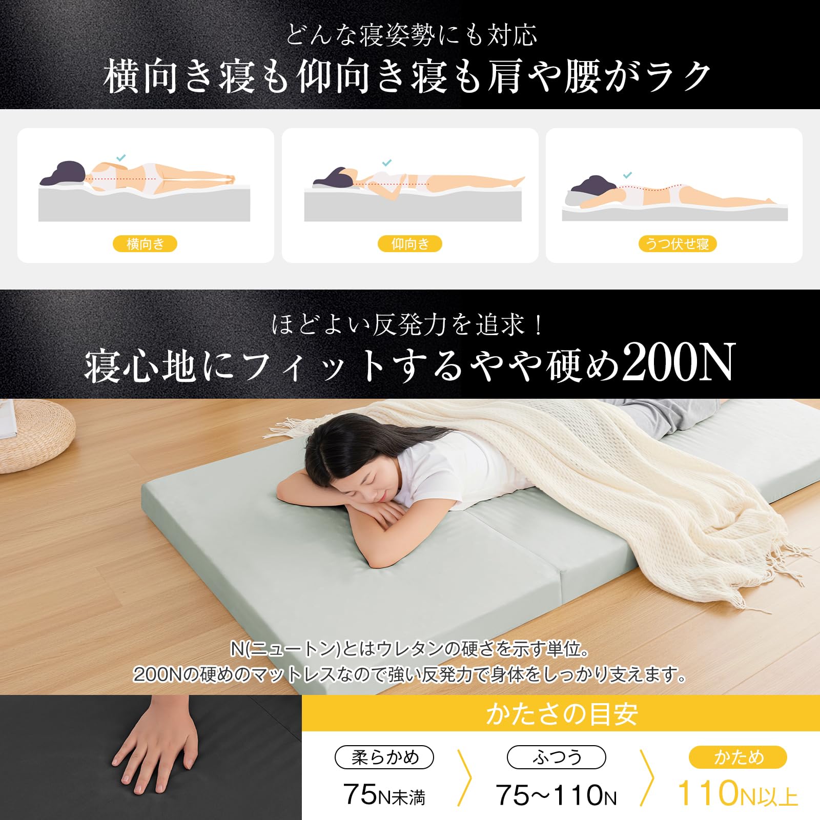 人気商品❣️早い者勝ち❣️マットレス シングル 極厚10cm 高反発マットレス 三つ折り 「しっかりと支える200N」 折り畳み ベッドマット 凹凸加工 体圧分散 ピーチスキンカバー オールシーズン 敷き布団 【SEK認証 防臭 消臭炭加工】 洗えるカバー 圧縮梱包 97×195×10cm アイボリー Amazon｜Keusnix マットレス シングル 極厚10cm 高反発マットレス 三