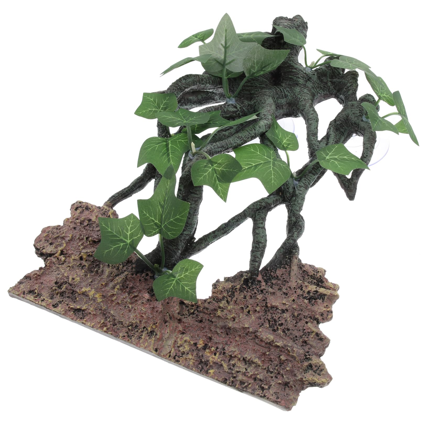 HEMOTON Terrarium Décor Branche Résine avec pour Habitat Serpent Coin Reptile Réaliste avec Ventouse Cachette Naturelle pour Lézards et Amphibiens