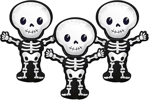 3 globos de papel de aluminio de calavera de Halloween, globos de esqueletos, globos de calavera fantasma para niños, decoraciones de fiesta de