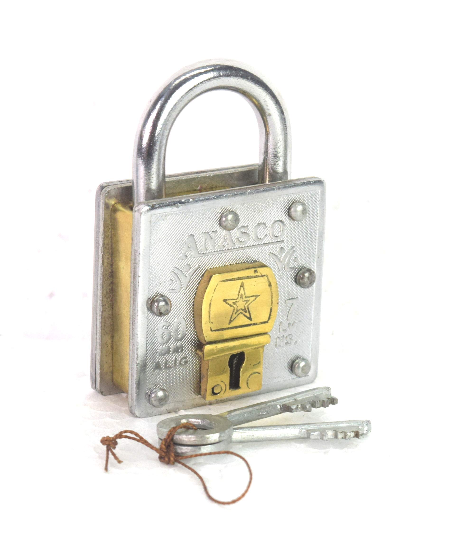 Global Art Iron, Indian, Tricky Durable Strong Padlock Magic Secret Lock with Hidden Key Hole Anasco Pin with 2 Keys (Medium) (B07XTJHR3P) Amazon Price History, Amazon Price Tracker