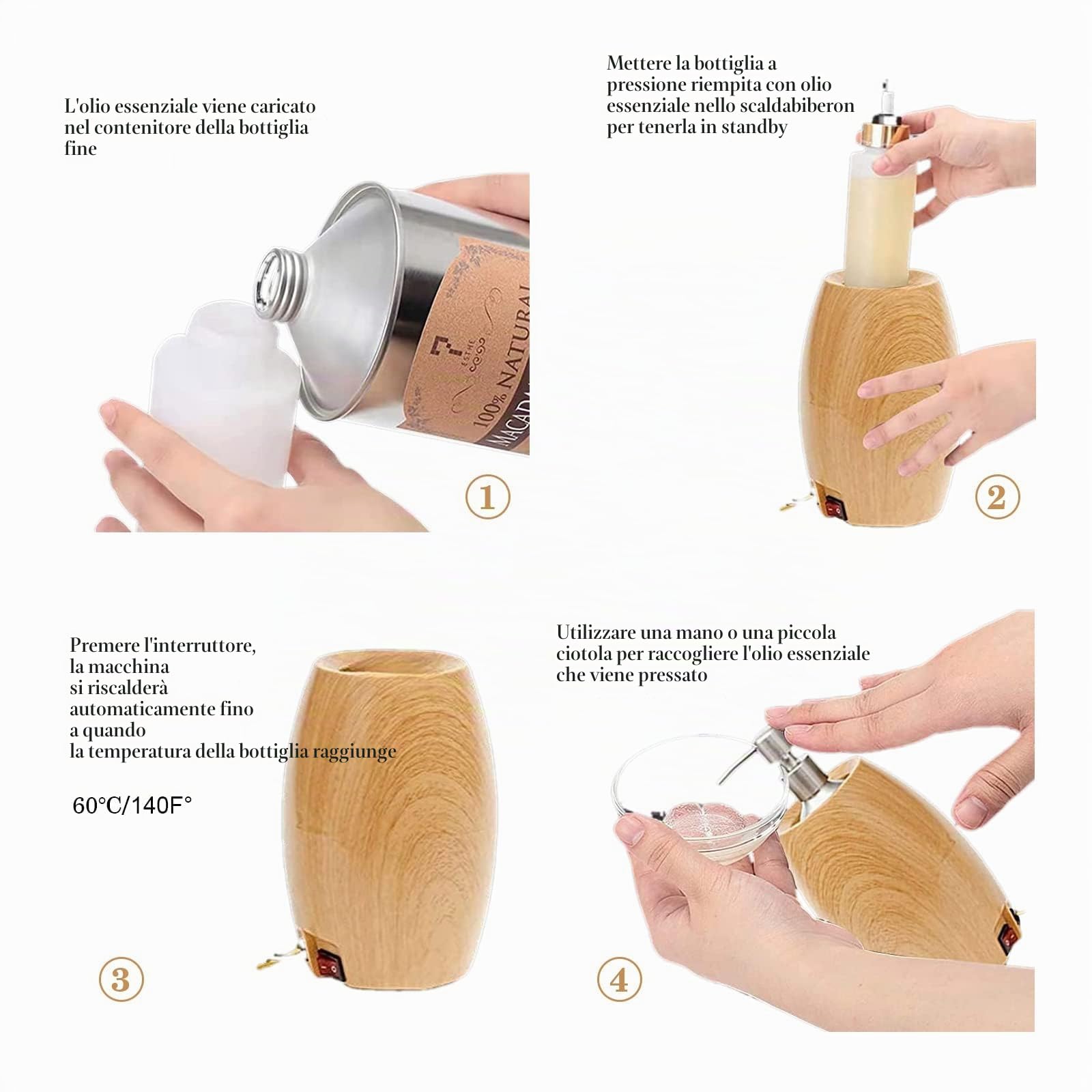 Elitzia Massaggio Olio Scaldabagno Lozione Warmer 131 ° F Temperatura costante con Bottiglie Pompa di Plastica Massaggio Olio Riscaldatore per Creme Gels & Oli Essenziali ETOH843N (naturale)