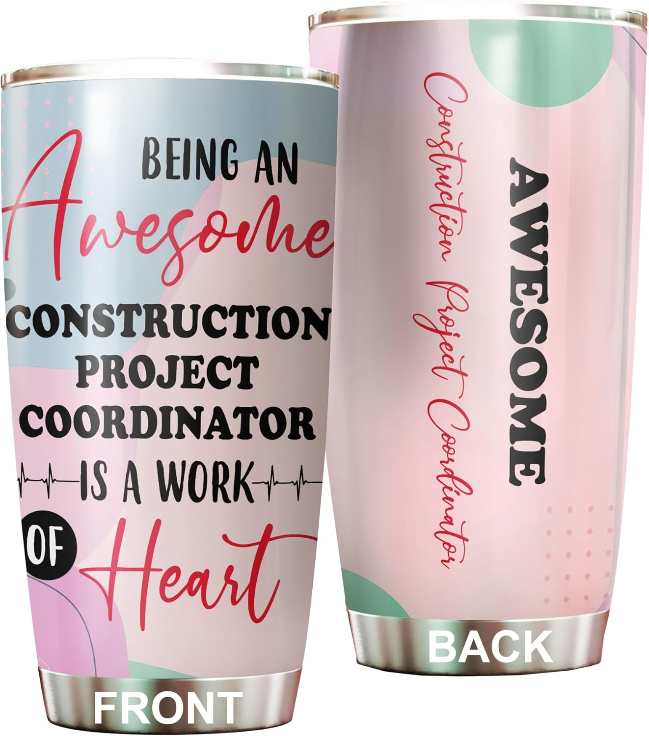Awesome Construction Project Coordinator Tumbler Stainless Steel 20oz, Construction Project Coordinator Gifts Bulk For Birthday Christmas, Office Gifts For Men Women Friend Coworker Driking Coffee Cup