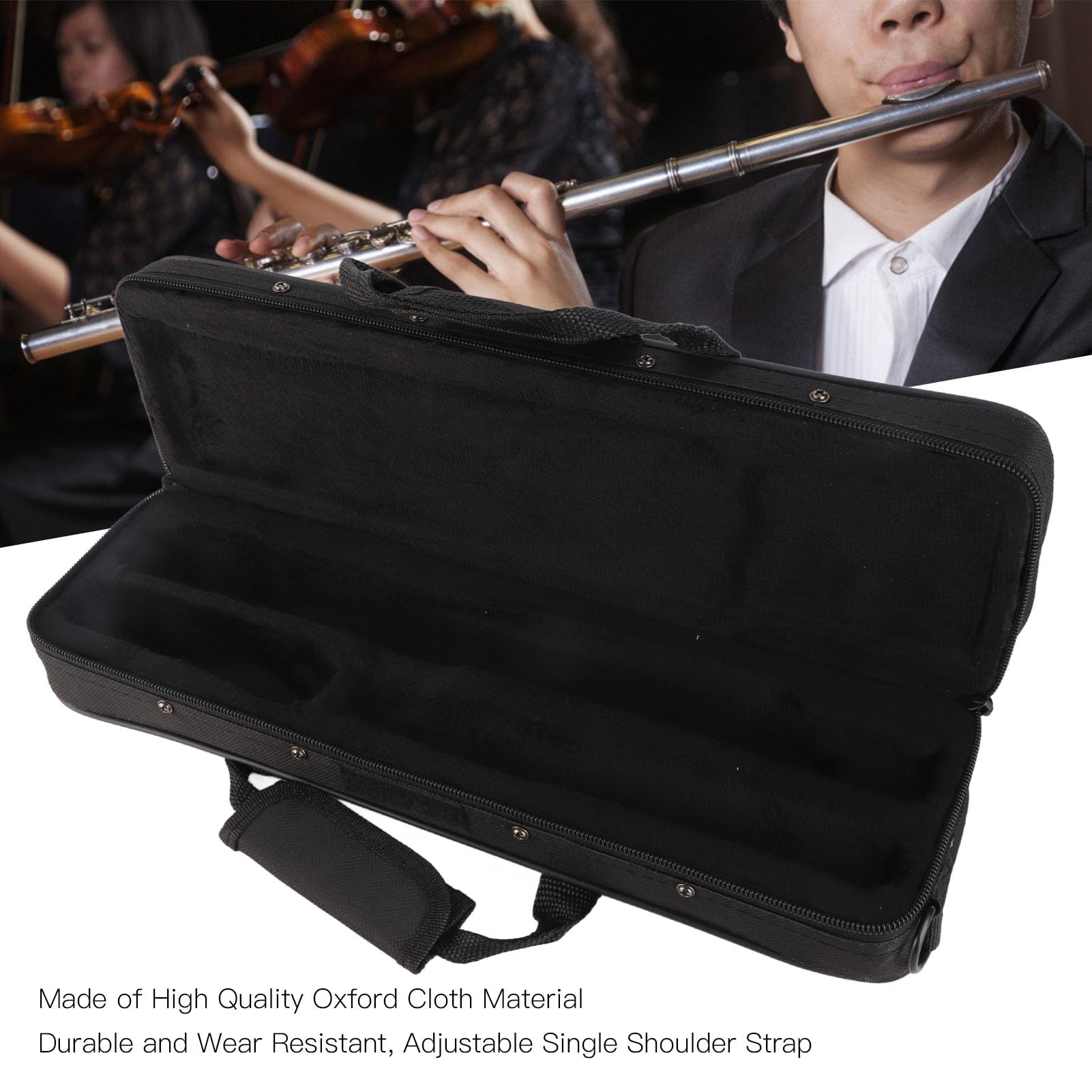 Flute Case, Portable Wear Flute Carrying Bag Lightweight Ox Cloth Flute Handbag With Adjustable Shoulder Strap for 16 Holes Flute Flute Case