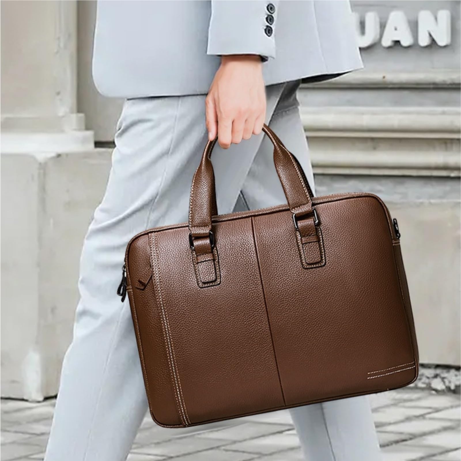 Borsa a tracolla Borsa in pelle per laptop da uomo 14 pollici in
