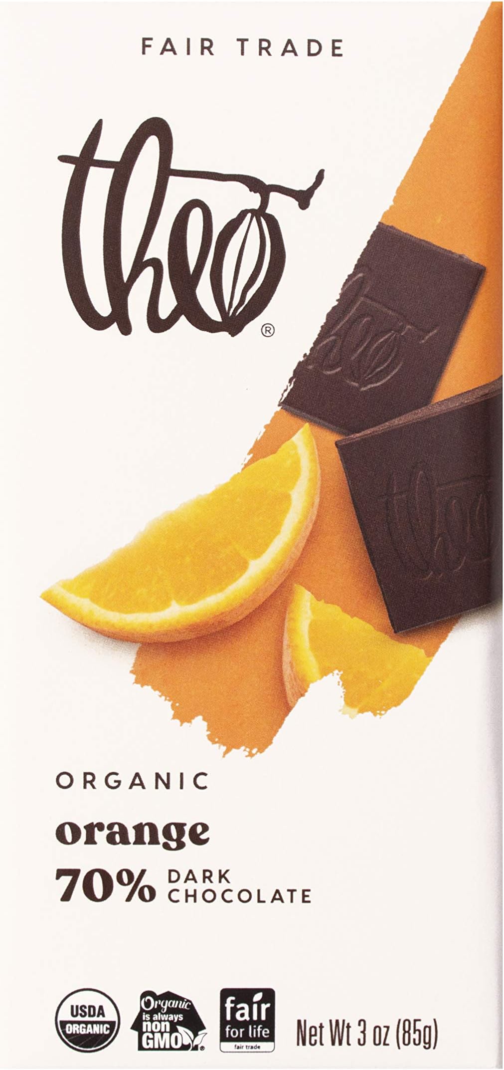 Chocolate Orange Organic Dark Chocolate Bar, 70% Cacao, 12 Pack | Vegan, Fair Trade