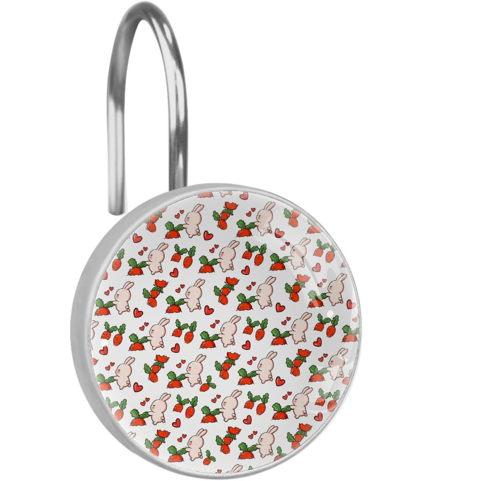 VAPOKF Decorative Shower Curtain Hook, Bunny Carrot Rustproof Stainless Steel Shower Curtain Hook for Bathroom, Shower Curtain Hangers for Shower Rod