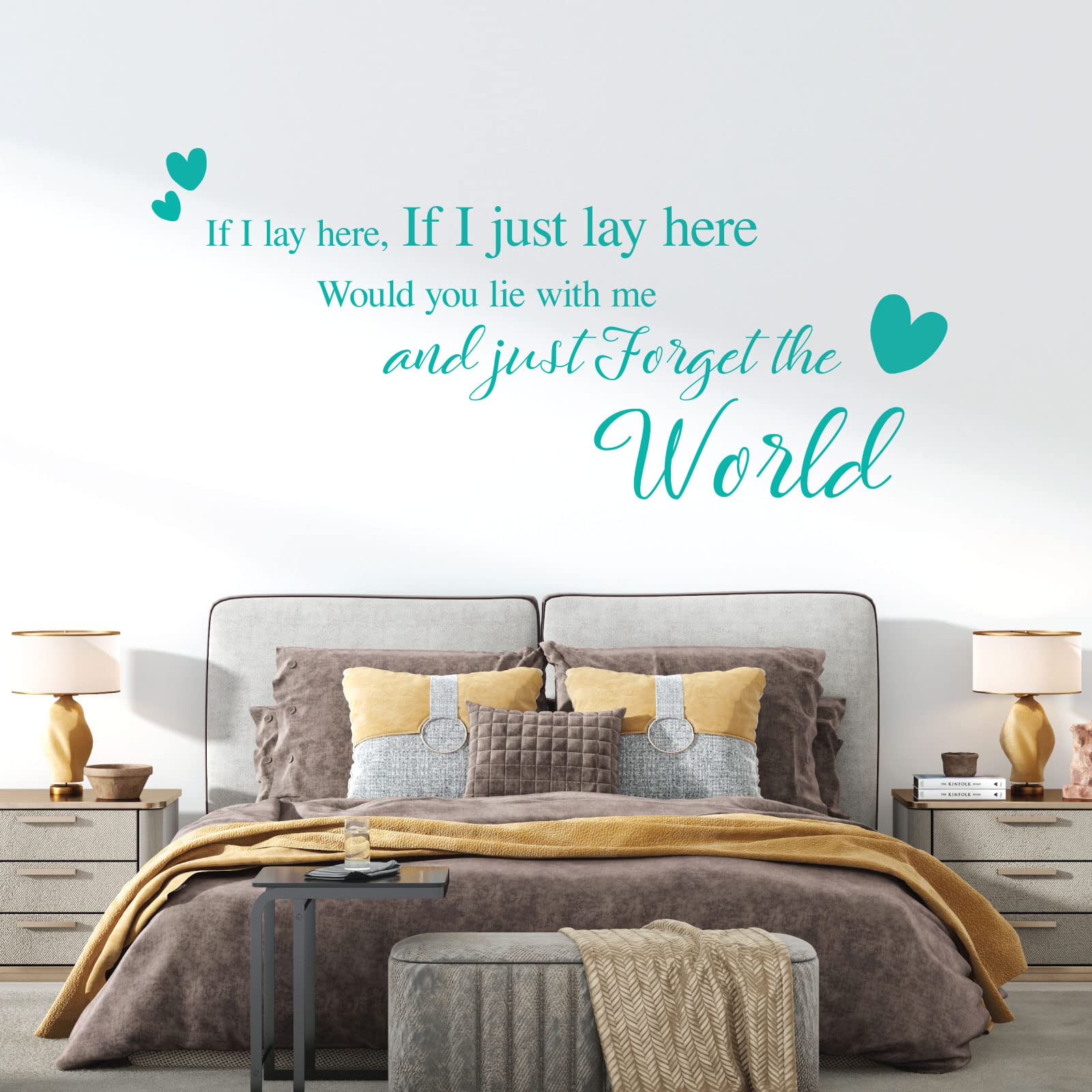 If I Lay here... Would You Lie with me and just Forget the World - Wall Quote, Wall Art Sticker [XLarge] [Turquoise]