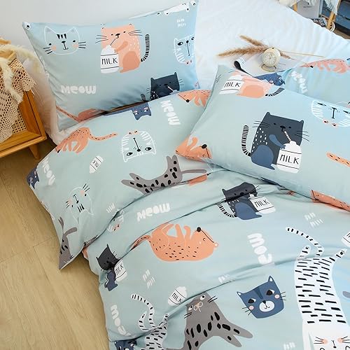 Miniatura 160 de Cartoon Cat Comforter Cover Set - Queen Size, Gradient Line Cat Bedding Set with Zipper for Kids Teens Boys Girls Adult Room Decor - 1 Quilt Cover 2