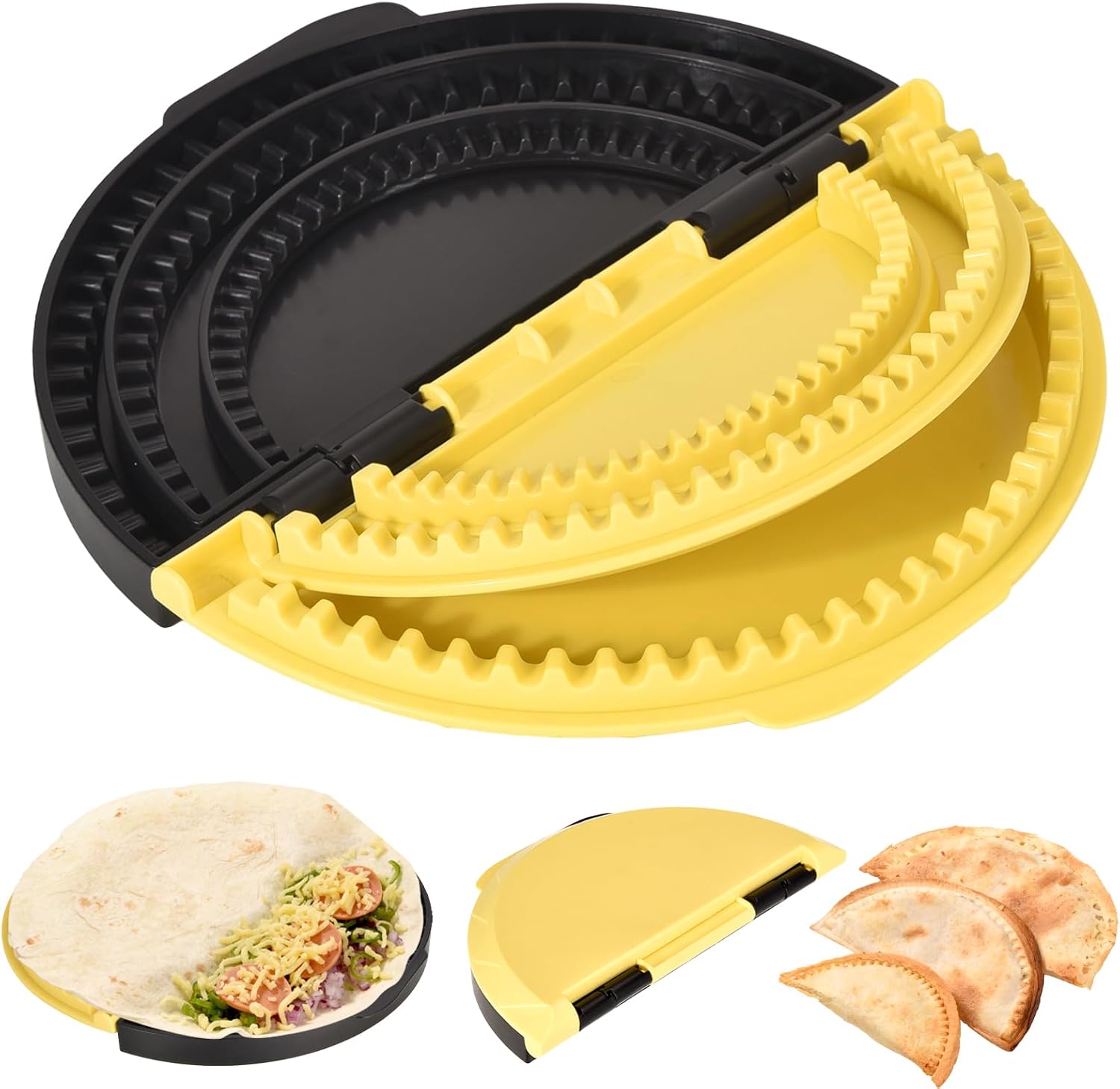 Large Wrap Tortilla Sealer,Tortilla crimper Maker for Burritos, Tacos, Quesadillas, Dumplings, Calzone, Sandwich, two separate parts & Adjustable 6"-8''-10" Dishwasher Safe