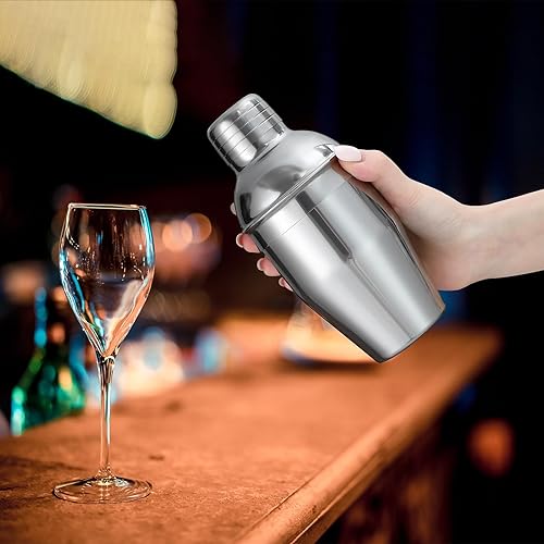Miniatura 7 de Coctelera de Martini de mano, mezclador de bebidas de acero inoxidable con colador para bar, mini tamaño de bartending en el hogar (11.8 onzas)