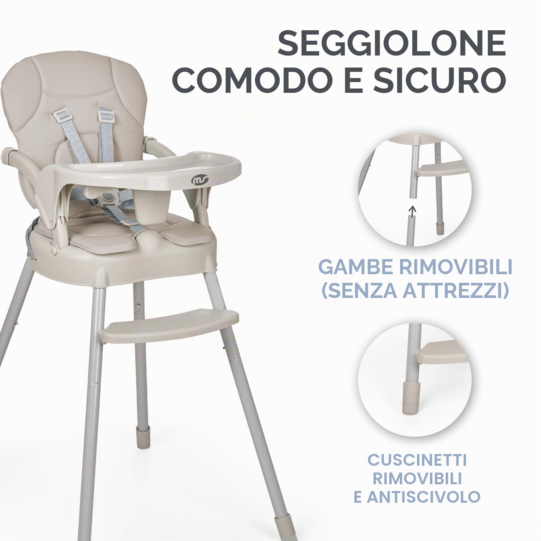 Seggiolone Pappa Belly Grigio