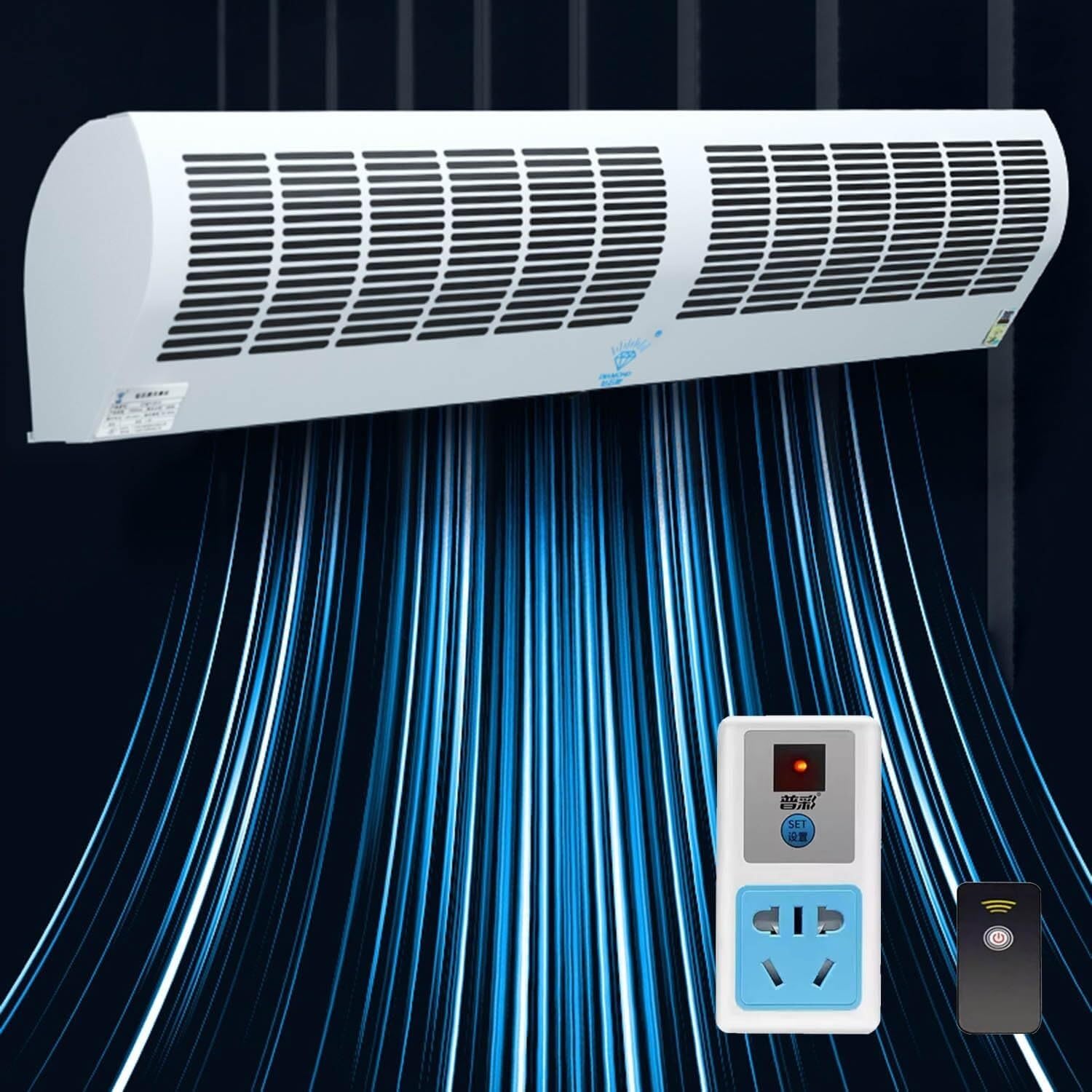 エアカーテン 壁掛け式エアカーテン 風向調節可能 2段階風速 リモコン