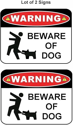 2 unidades "ADVERTENCIA cuidado con de perro" 9 inch x 11.5 inch laminado Funny Sign