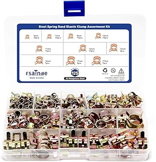 125pcs Steel Spring Band Elastic Clamp Assortment Kit,Spring Clip Clamp Exhaust Pipe Clip for Diesel Petrol Pipe Water Pipe Automotive Fuel Line Silicone Hose Air Hose (125pcs)