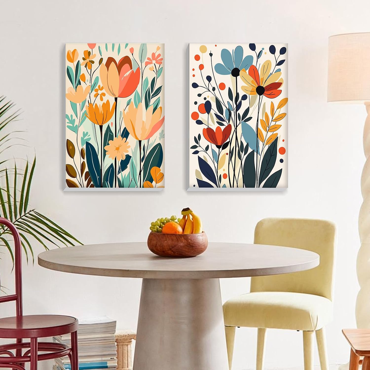 Bowetile 2 Pack Paint by Numbers for Adults Beginners Framed, Flowers Adults' Paint-by-Number Kits, Easy Adult Paint by Number Kits on Canvas, Acrylic Number Painting for Home Decor, 8x12in