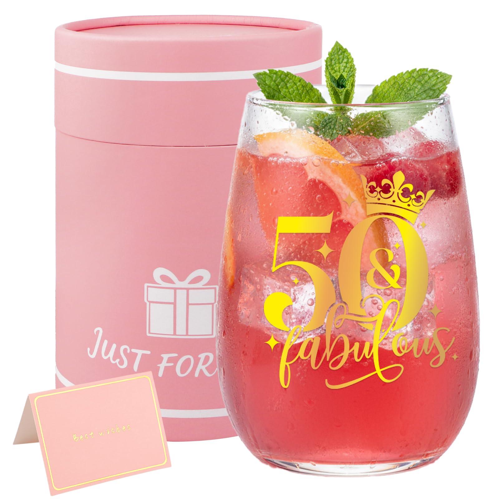 Bliceon 50th Birthday Gifts for Women, 15oz Personalised Wine Glass, 50th Birthday Hampers for Women, Anniversary Glasses, Birthdays Party, Retirement Gifts โ image 1