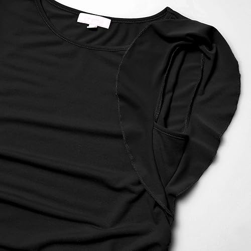 Miniatura 4 de Bhome Camiseta de maternidad con manga corta voladora, fruncido lateral, blusa para embarazada, túnica casual de embarazo