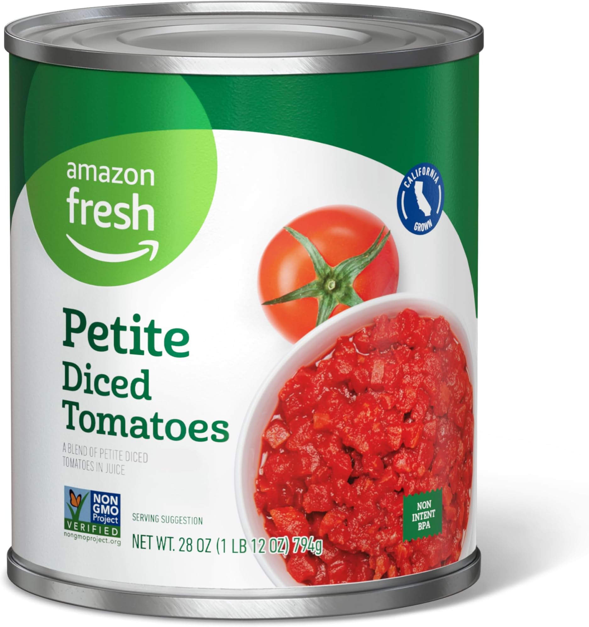 Amazon Brand - Happy Belly Petite Diced Tomatoes, 28 Ounce