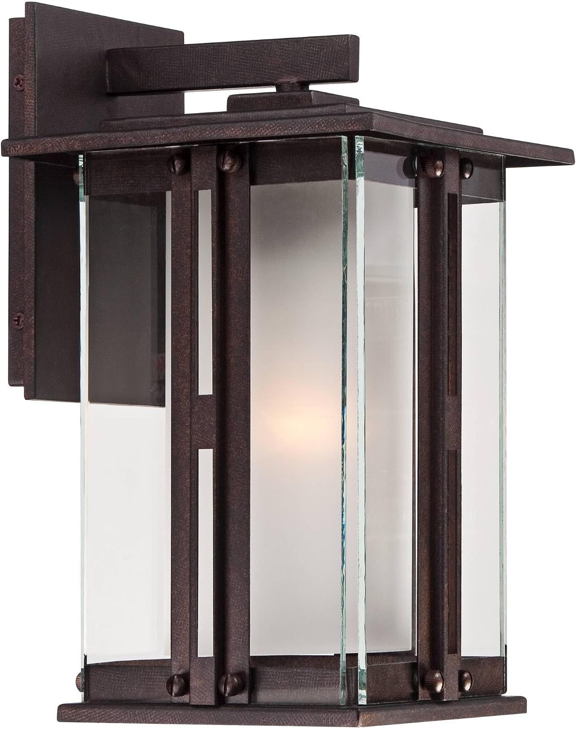 Franklin Iron Works Fallbrook Rustic Farmhouse Outdoor Wall Light Fixtures Set of 2 Bronze Metal 11 3/4" Clear Outer Frosted Inner Glass Shade for Post Exterior Barn Deck House Porch Yard Patio