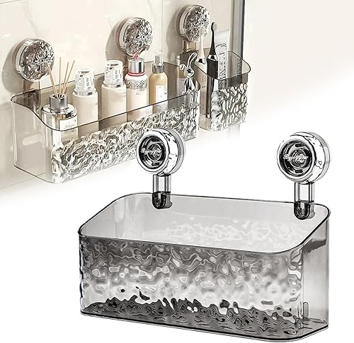 Miniatura 6 de Estante ligero de lujo con ventosa con patrón de glaciar, organizador de ducha de baño 2024, ventosa para organizador de ducha de esquina (estilo A