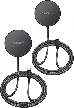 2-Pack Magnetic Wireless Charger for Samsung S26 Ultra, Galaxy S25 S24, Compatible with MagSafe, Charging with 6Ft Reinforced Braided Cable, Low Profile Design USB-C
