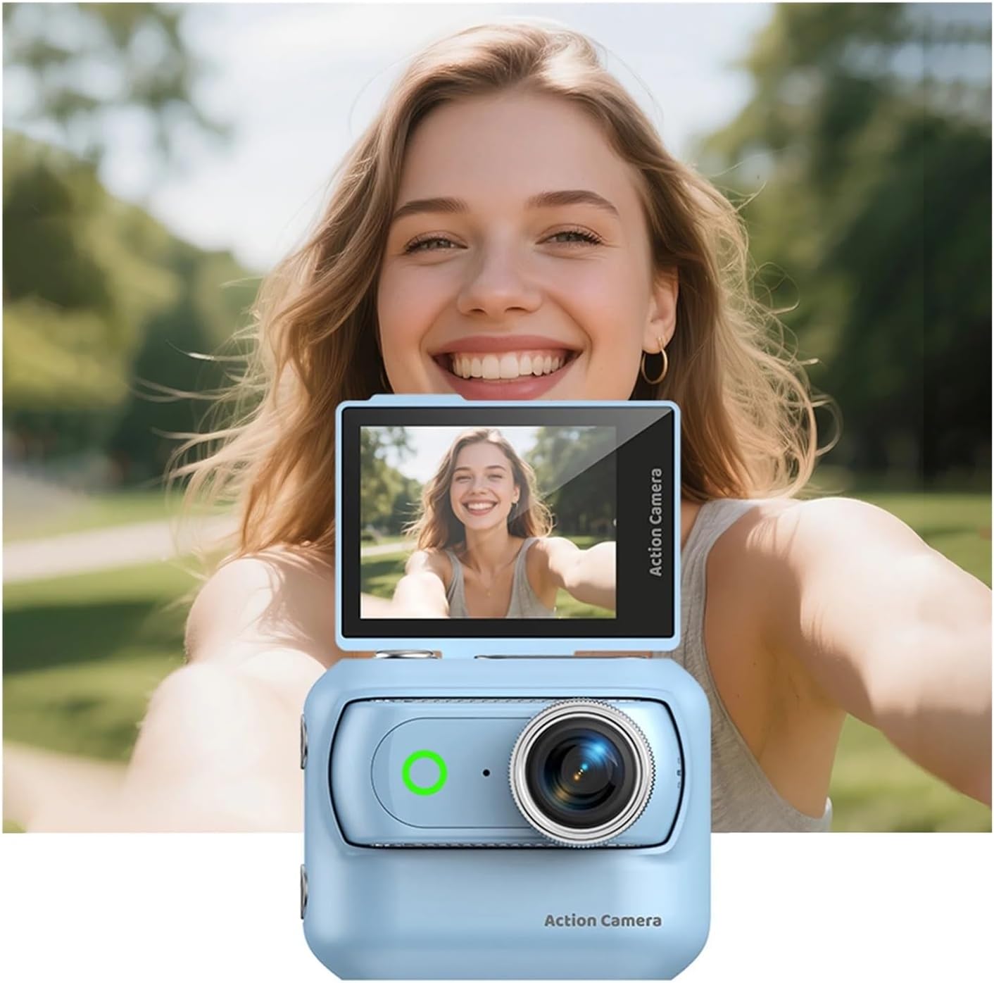 2.0in Flip Screen WiFi Mini Sports Camera Magnetic Neck Strap for Outdoor Vlog & Selfie Recording image 4