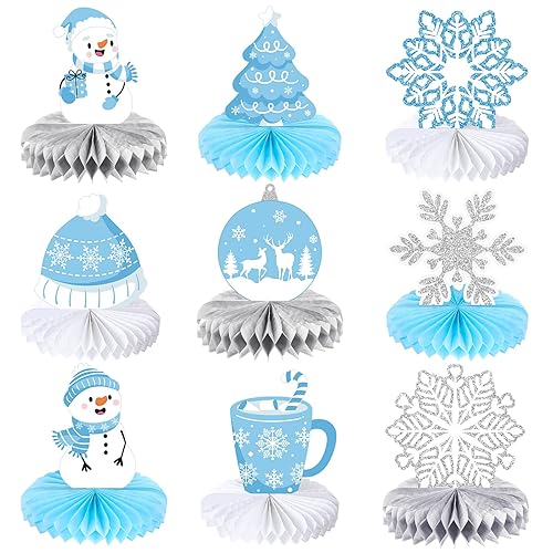 Faccito 9 Pcs Winter Table Honeycomb Centerpieces Snowflake Honeycomb Party