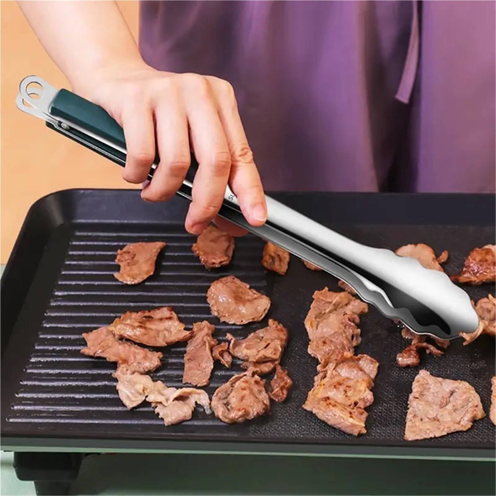 Ensemble De Pinces 2 pièces 304 pinces à BBQ en acier inoxydable pince à Steak crêpes Barbecue spatule pince à frire poisson spatule pince pain ménage cuisine outil Pour La Cuisine(Black)