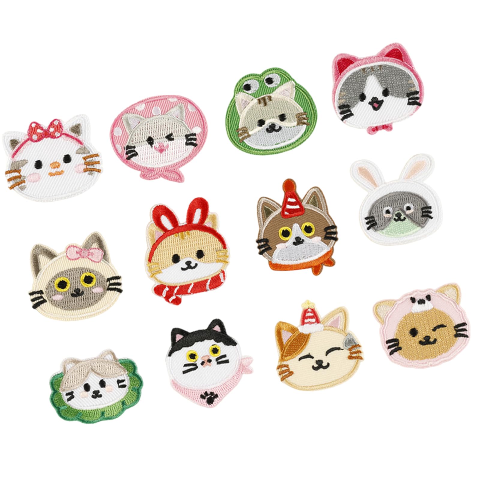 12 Pz Cartoon Cats Iron On Patch Abbigliamento Patch di Riparazione Animali Toppe Ricamo Patch Per La Decorazione Della