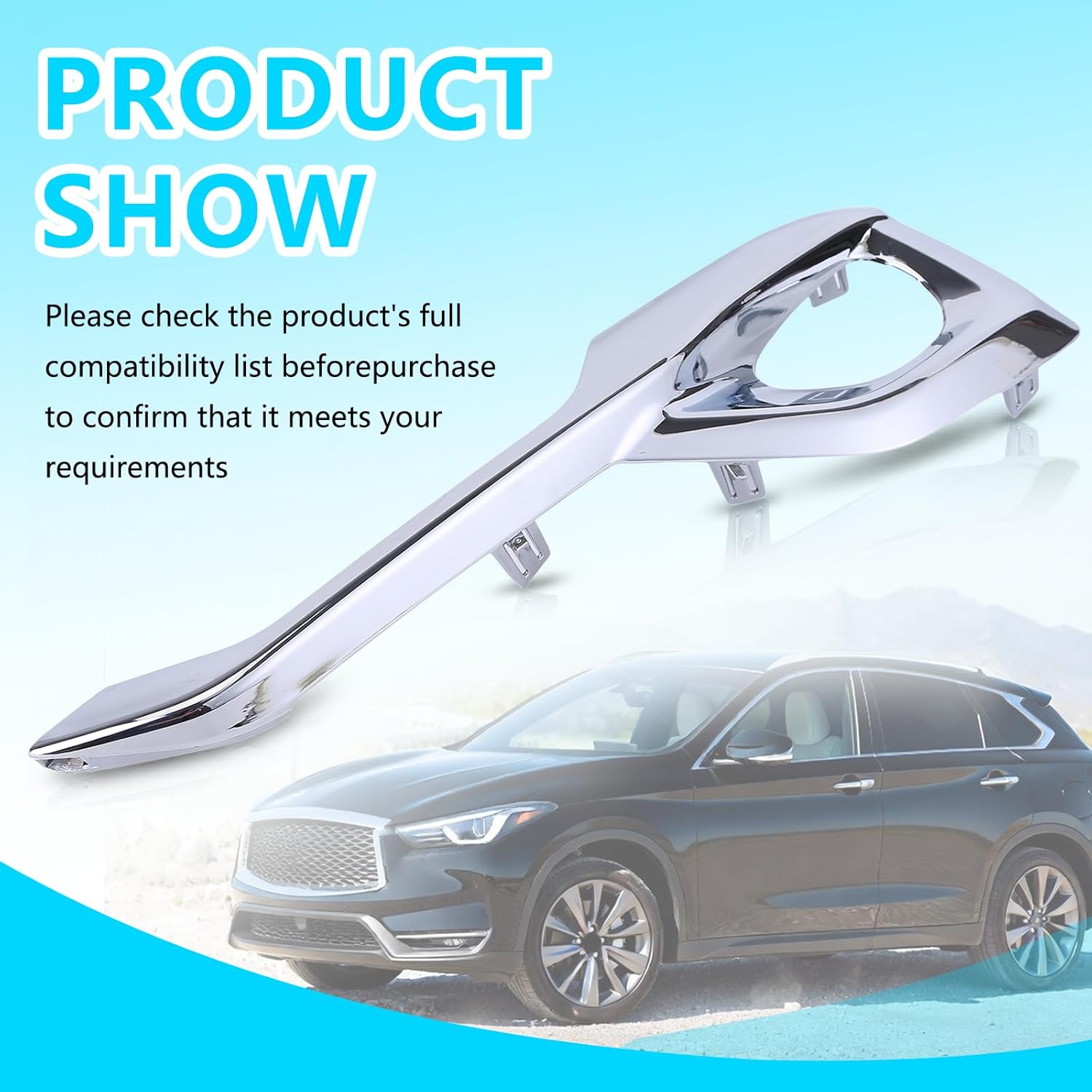 Zcargel Fog Light Cover Trim Compatible for Infiniti Qx50 2016 2017 Front Bumper Fog Light Bezel Cover Trim Left/Right Side Light Lamp Covers Bezel 622575UA0A Fog Lamp Cover Trim Bezel