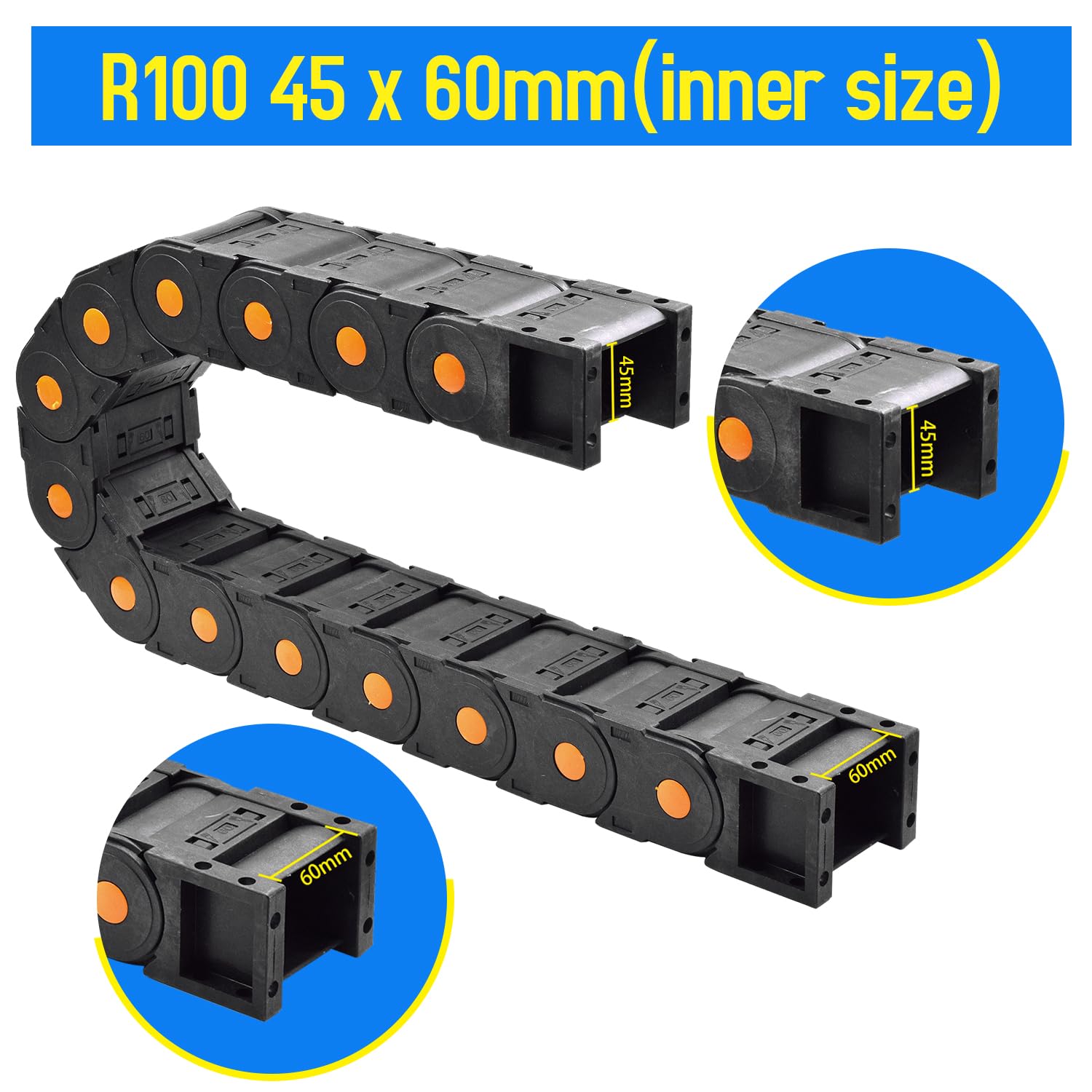 Snapklik.com : 39.38 Inch Plastic Drag Chain Cable Carrier, 1m Closed ...
