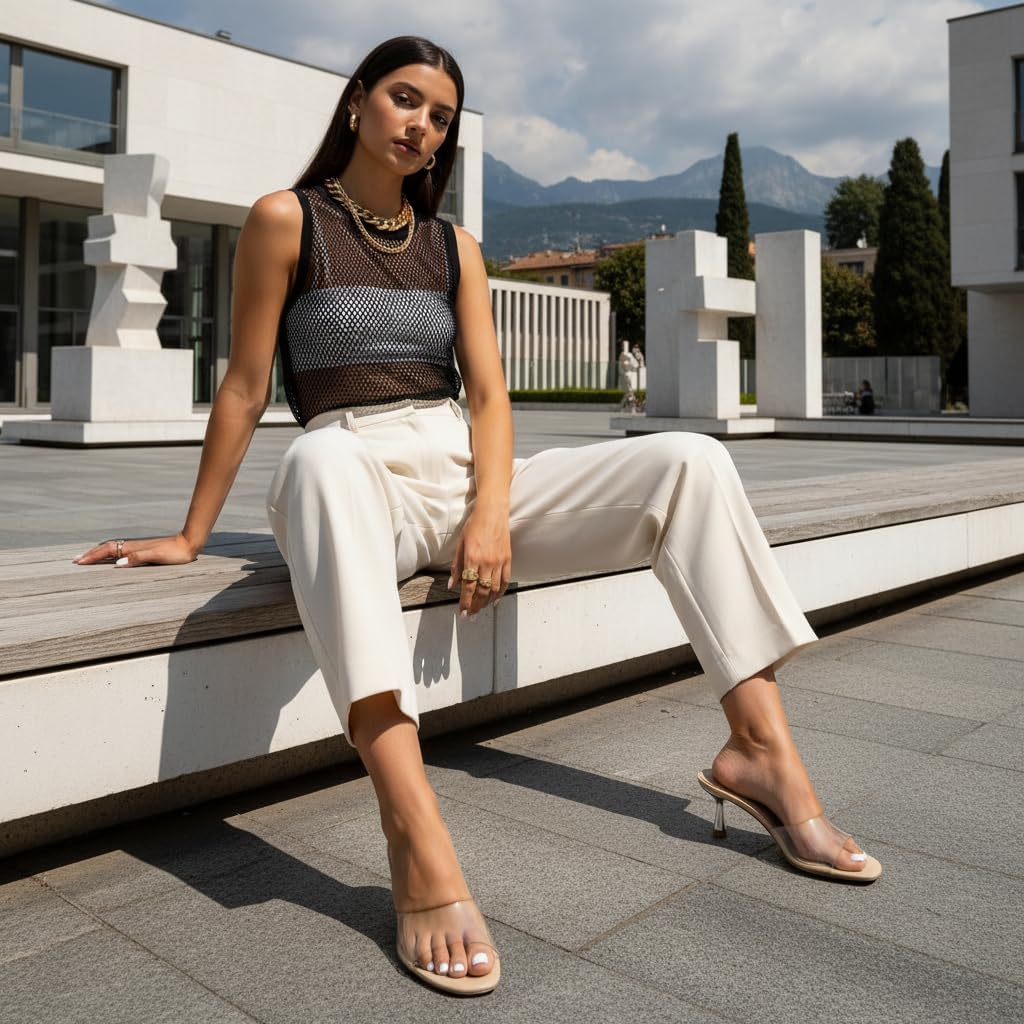 CUSHIONAIRE Giselle Clear Kitten Heels for Women, Comfortable and Stylish Low Heeled Mules Dressy Slip-On Design - Image 3