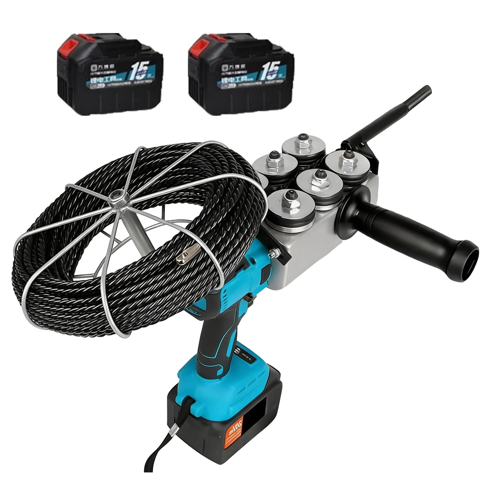 ZHENYUWANG Automatic cable threading machine, wall-mounted cable threader, cable puller, automatic cable threading tool, 2x4500mAh lithium batteries, speed 40 meters/minute