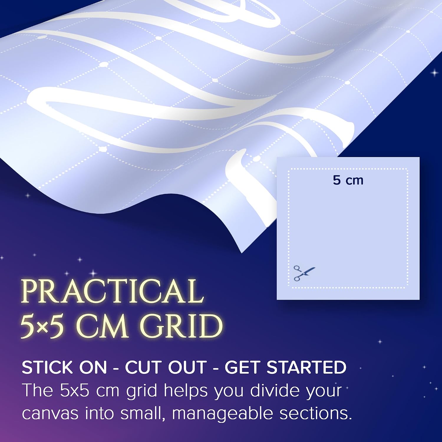 Picmondoo Diamond Art Mystery Release Paper – 15.7in x 26ft | Opaque release paper with 2in x 2in grid & double-sided silicone coating for organized diamond painting projects