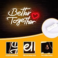Vista 3 de Letrero de neón con texto «Better Together», para decoración de pared, texto «Better Together», luz de neón LED de letra blanca para bar