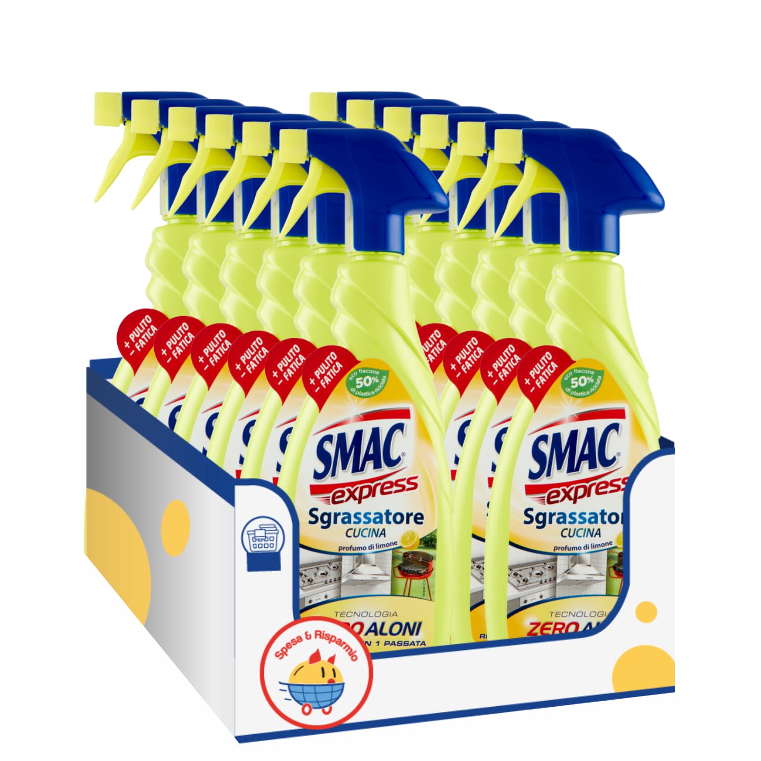 Sgrassatore Universale per Cucina – Profumo di Limone – Flacone Spray da 650 ml – Pulizia Grasso e Macchie – 4/8/12 Pezzi (12 PEZZI)