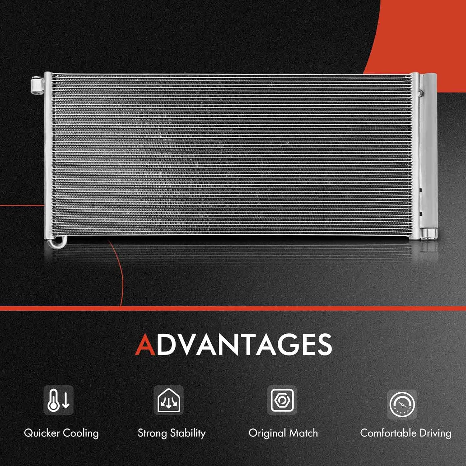 A-Premium Air Conditioning A/C Condenser Compatible with Porsche Panamera 2010-2016 3.0L 3.6L 4.8L, Replace# 97057311100