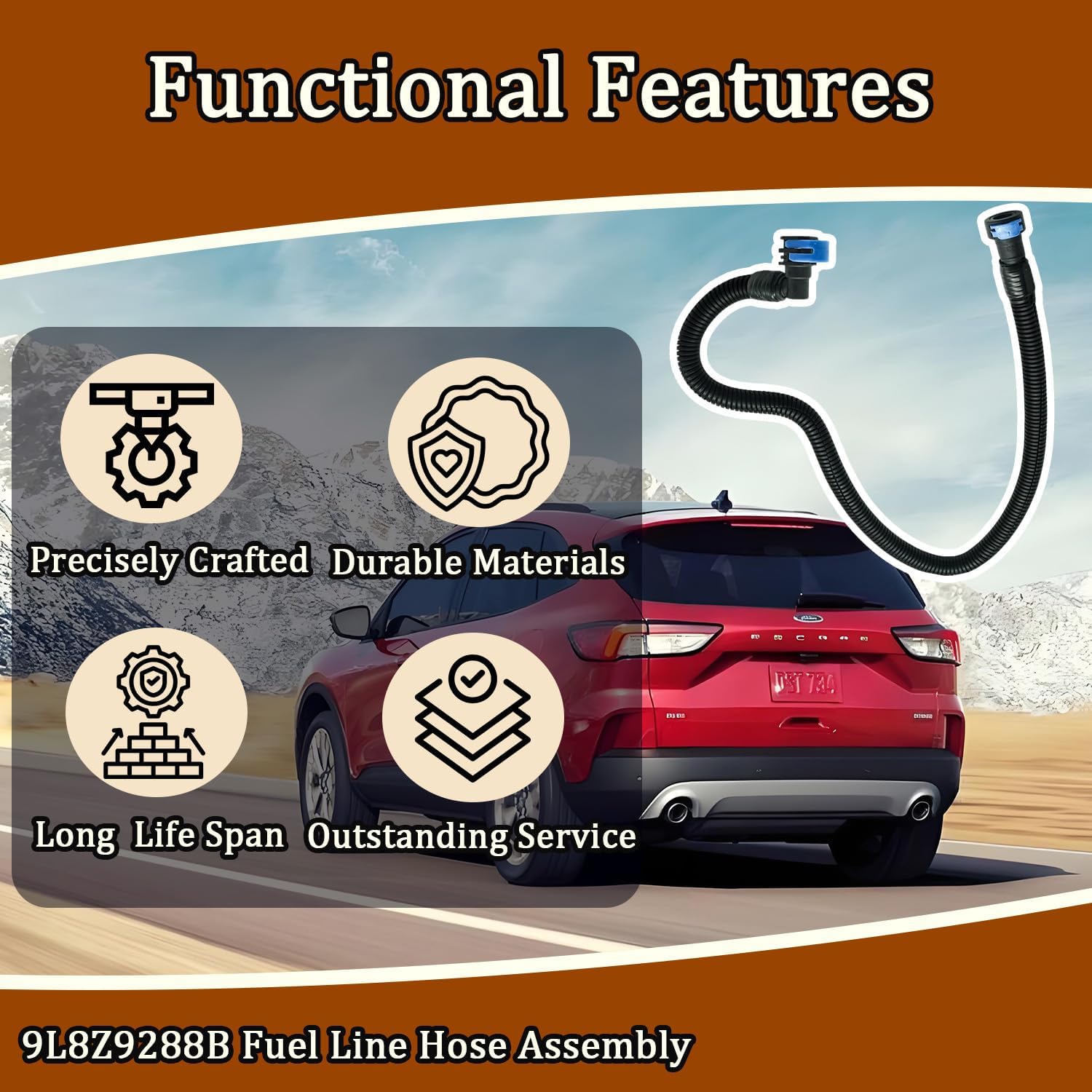Fuel Line Hose Assembly Fit for Ford Escape 2009-2012, Fits Mercury Mariner 2009-2011 3.0L V6 Replace 9L8Z-9288-B 9L8Z9288B From Rail Down to Frame