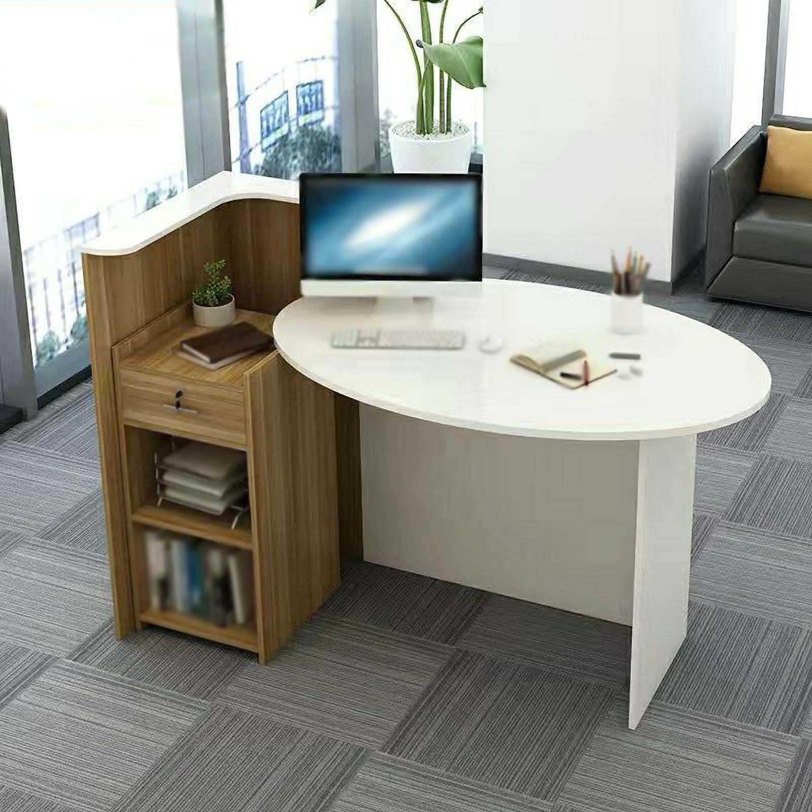 Front-Desk-Empfangstheke, Empfangstheke mit Stauraum an der Rezeption, Einfach Modern Theken-Schreibtisch, Mit Ovalem Schreibtisch und Schublade Mit Schloss, Für Zuhause, Büro, Lobby & Salon