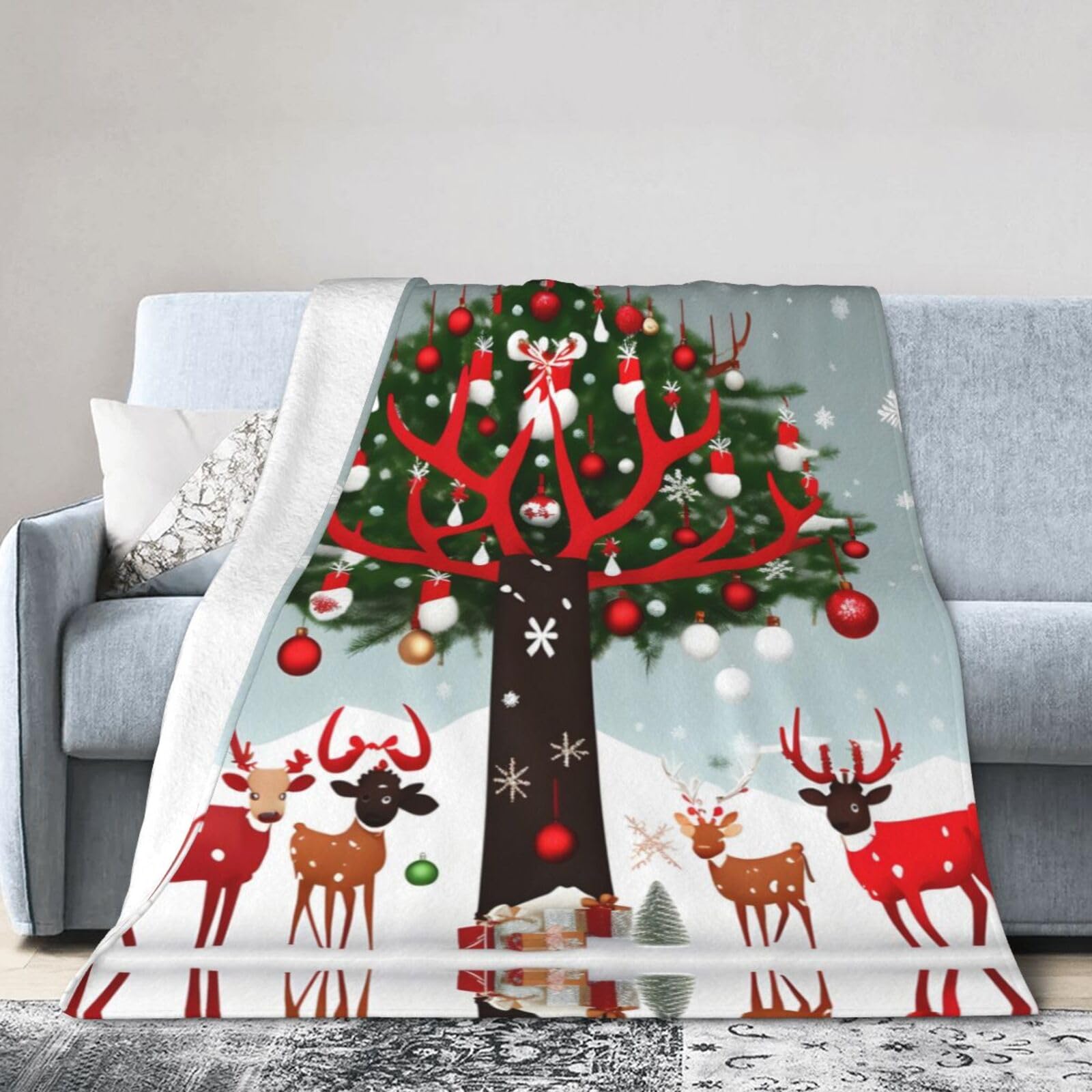Coperta natalizia in pile di flanella ultra morbida, perfetta per letto, divano, campeggio, serate fredde e viaggi