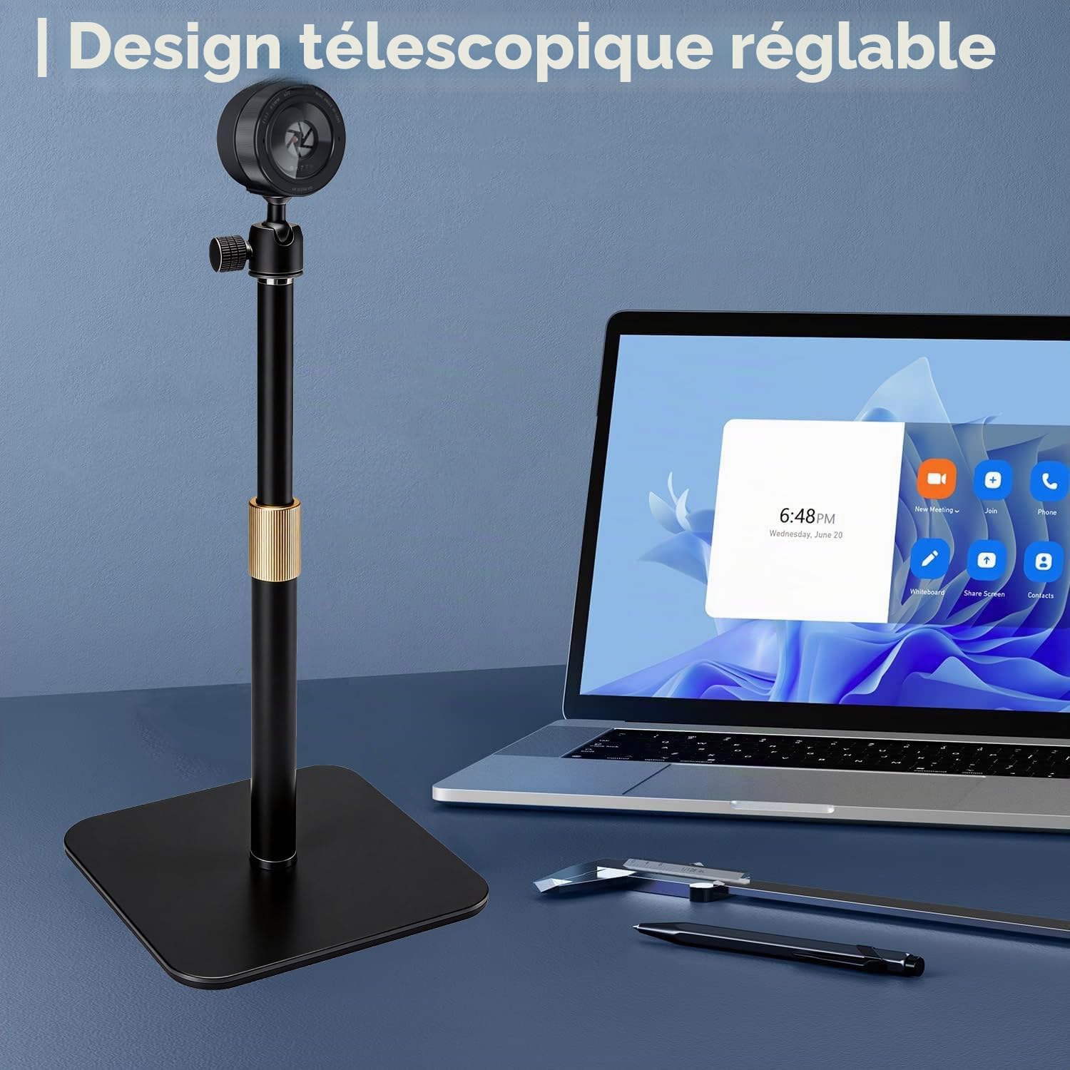 Support magnétique pour webcam Logitech Brio 100, 300, 500, Brio 4K, C270, C310