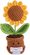 TOYMIS Sunflower Crochet Positive, Cute Crochet Sunflower Ornament with Encouragement Card Plush Positive Emotional Support Plant Point Artificial Flower for Women Men Home and Office