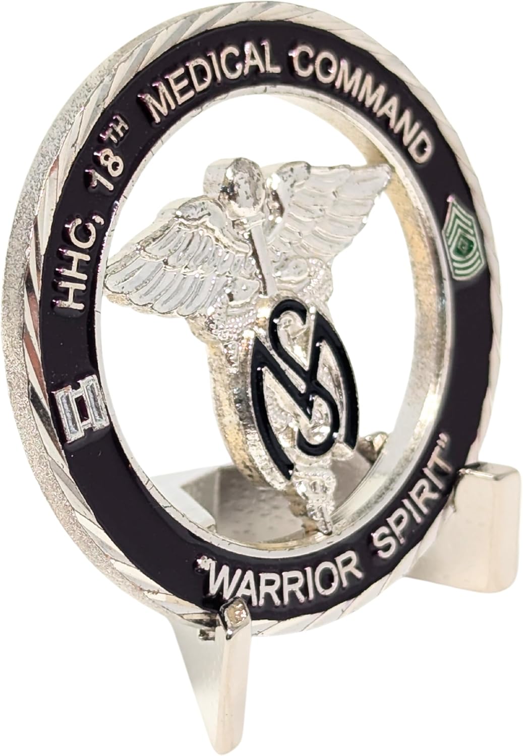 Chevron Military Challenge Coin Stand – Solid Metal Display Holder for 1.5"–3" Coins – Heavy-Duty Anodized Finish – Available in Gold, Silver & Black – Perfect for Collectors, Veterans & Awards (Set of 3)