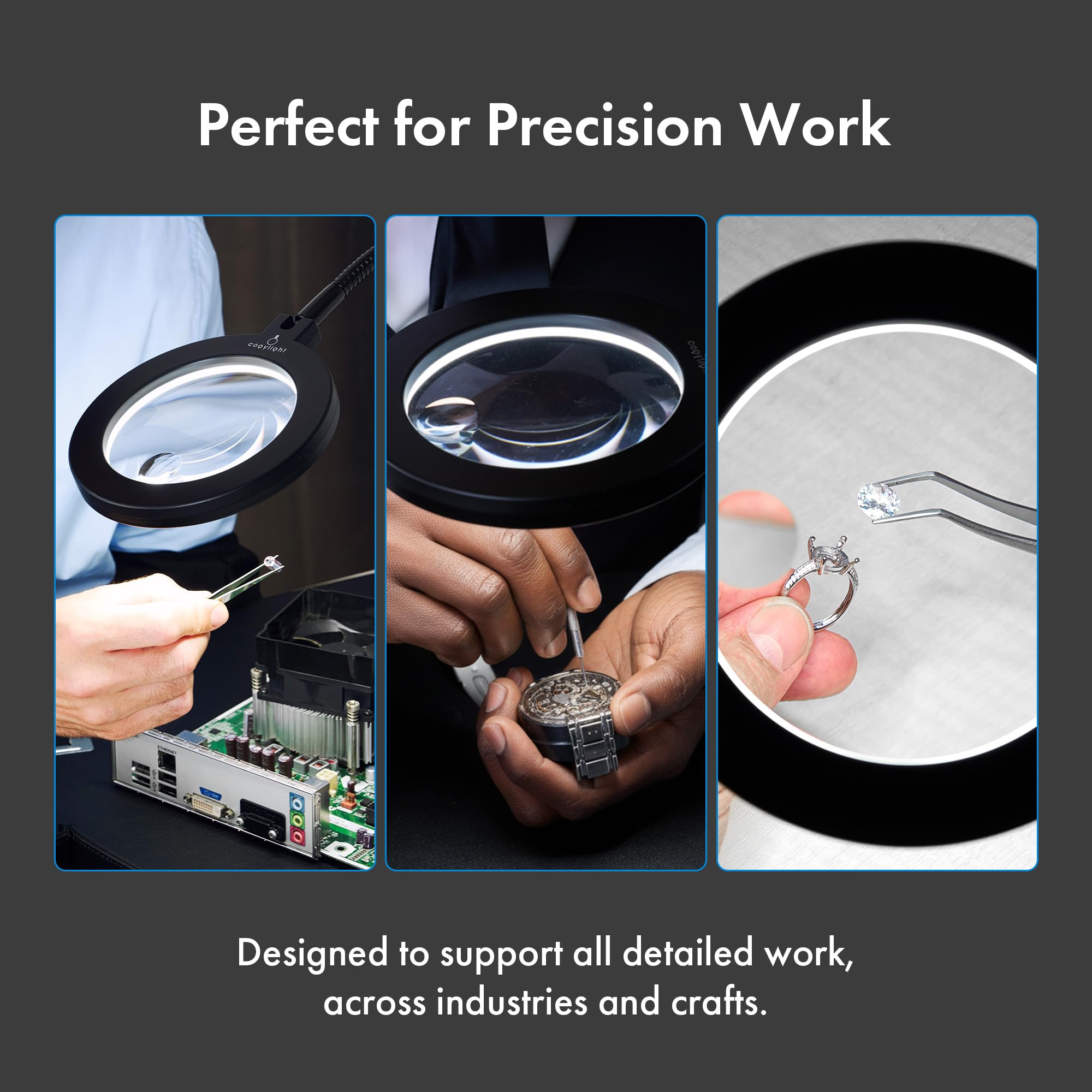 LED Work Light with Magnifying Glass - Magnetic Base -5 LED Work Light with Magnifying Glass - Magnetic Base -5